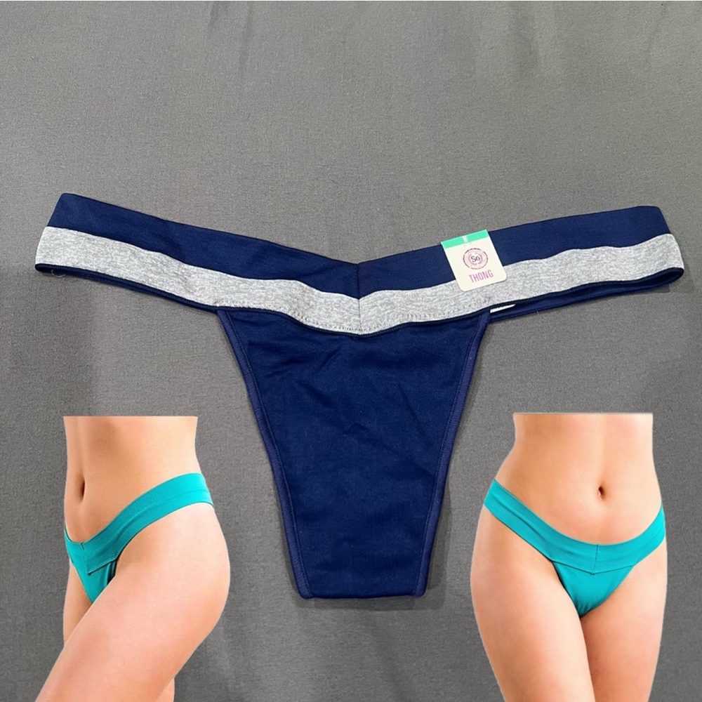 NWT So Seamless Thong Navy Blue Grey Juniors